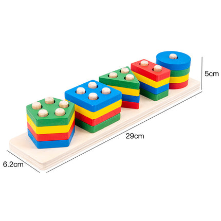 Montessori Geometric Shaped Sets Of Columns Matching Building Blocks