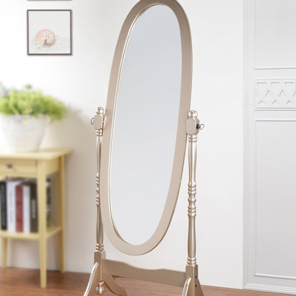 Traditional Queen Anna Style Wood Floor Cheval Mirror, Gold Finish