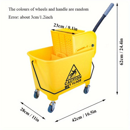 Mop Bucket with Wringer and Wheels, Removable Water-Separation Panel, No Electricity Needed