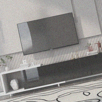 VIBE HAUS 70.1''-100'' Modern Stylish TV Stand TV Cabinet for 80+inch TV, White+Black,