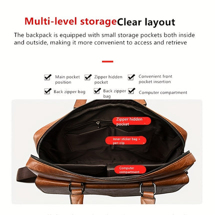 Men'S Briefcase, High-End Shoulder Bag, Stylish Crossbody Computer Bag, Large Capacity Document Bag