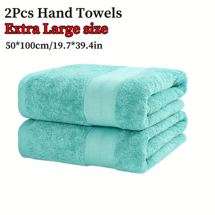 2pcs Extra Large Cotton Hand towels 50*100cm/19.7*39.4in, solid color Cotton 450GSM soft