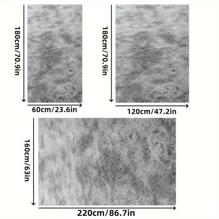 A 0.6MM High-Density Rebound Sponge Material, One Gray Tie-Dye Fluffy Soft Living Room Carpet,