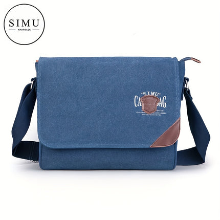 Men's Canvas Messenger Bag - Large Capacity, Adjustable Strap, Casual Flip-Top Shoulder Satchel