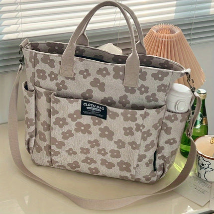 Original Handmade 3D Flower Tote Thickened Zipper Student Class Commuting Hand Single Shoulder Women'S