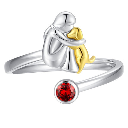 Girl And Dog Pet Ring Ring