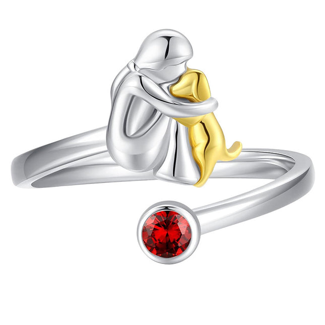 Girl And Dog Pet Ring Ring