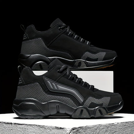 Men'S Lace-Up Sneakers - Thick Cushioned Platform Shoes with Non-Slip Rubber Sole