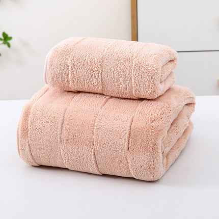 Wide Stripe Dark Stripe Coral Velvet Printing Towels Suit