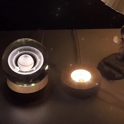 1 Mini 60mm/2.36in 3D Laser Engraved Crystal Ball Decorative Night Light, for SATURN Solar System for Galaxy USB