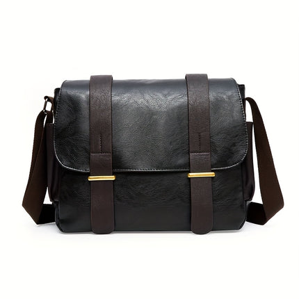Men'S Vintage Flap Messenger Bag, a Spacious Shoulder Bag Suitable for Commuting, Back