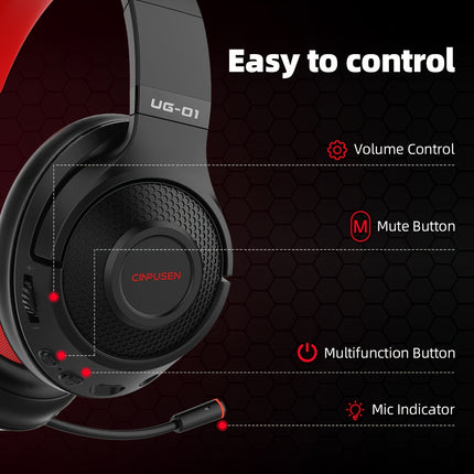 Wireless Gaming Headset with Noise-Canceling Mic,