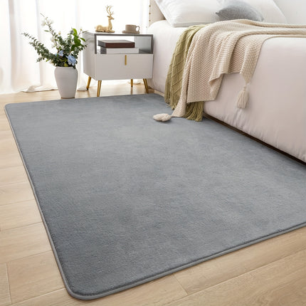Gray Large Living Room Mat 1pc Coral Velvet Short Pile Soft Minimalist Bedroom Mat Kitchen Mat