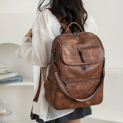 Vintage Backpack Suitable for University Students & Travel - Large Capacity Retro Bag with Oil