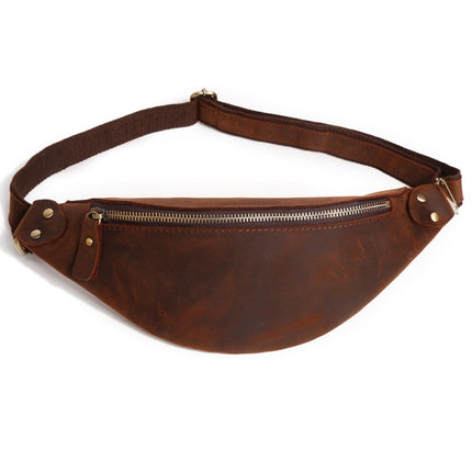 Men's Vintage One Shoulder Multifunctional Cowhide Crossbody Chest Bag