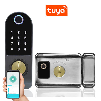 Old-fashioned Iron Door Outer Installation Fingerprint Lock