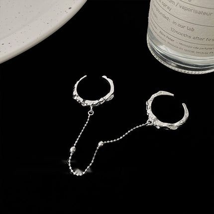 Womens Fashion Textured Chain Open Ring