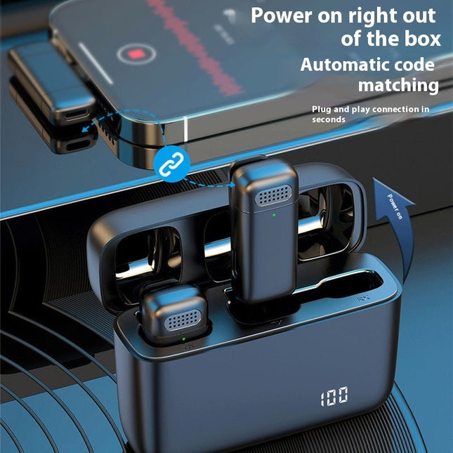 Wireless Collar Clip Microphone Portable Design With Charging Recording