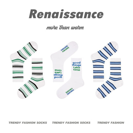 Renaissance Original Tube Socks Simple Letters Men