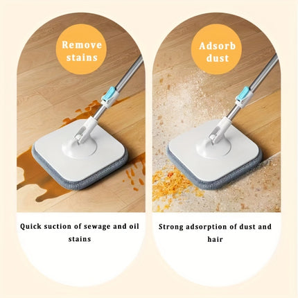 1set, Three Fiber Cloth Heads, Rotating Head Hand-free Mop with Bucket for Sewage Separation
