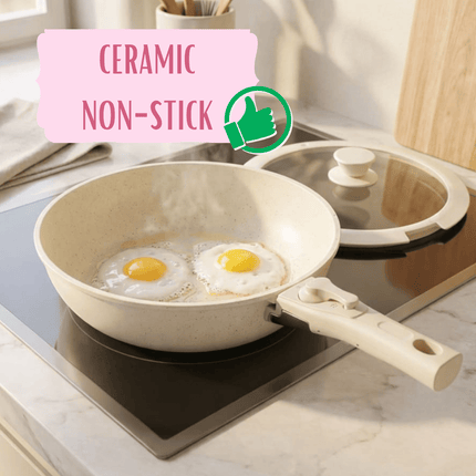 11-Piece Non-Stick Cookware Set, 11 in 1, Ceramic Kitchen Set, Pots and Frying Pan with Detachable Handle