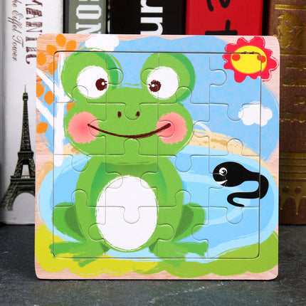 Large Wooden 9-piece Flat Puzzle Toy For Children