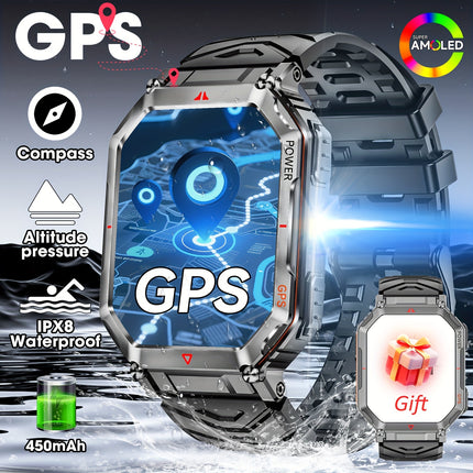 GPS Men'S Sports Smart Watch, 2.0-inch HD Smart Watch, With Wireless Call Function, Message Reminder,