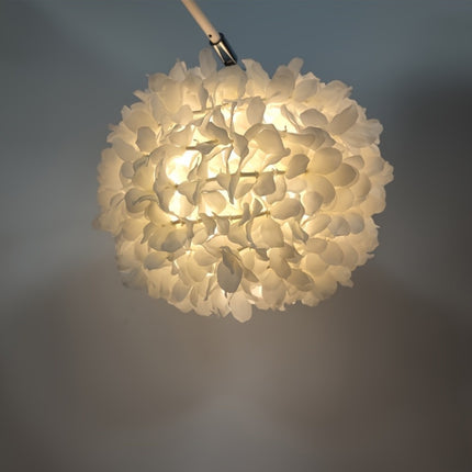 Fabric Three-Dimensional Flower Lampshade Made of Artificial Materials with Everlasting Flowers.