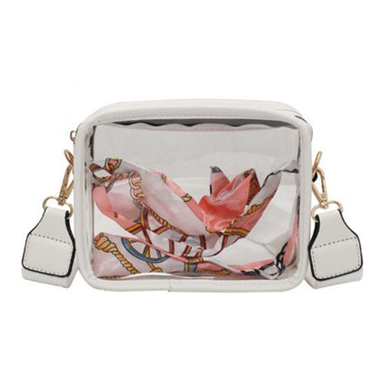 White Clear PVC Leather Strap Crossbody Bag