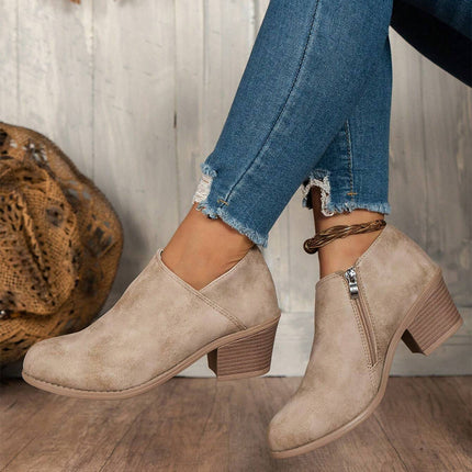 Philippine Gray Tulip Opening Suede Ankle Boots