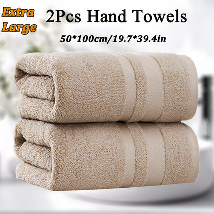 2pcs Large Hand Towels Set, 50*100Cm/19.7*39.4In, Pure Color Material