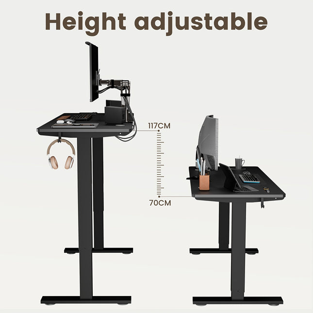 Black Electric Office Desk | Height Memory Function, Silent Motor, Modular Design