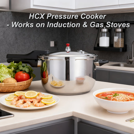 HCX 32cm Pressure Cooker with Thickened Composite Base, Heat-Resistant Handle & Safety Valve
