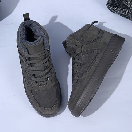 2025 New Men'S High-Top Shoes | Classic Grey Winter Boots, Comfortable Warm Soft Lining, Casual Style