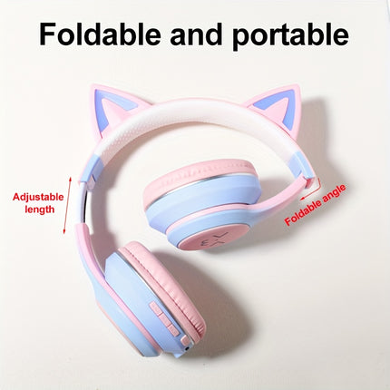 Cat Ear Headphones with Cat Ear Headpieces & RGB HIFI Sound Stereo Sound Compatible