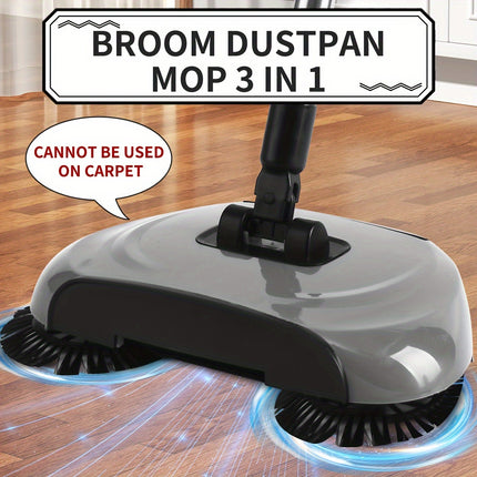3-in-1 Manual Floor Cleaning System | Push Broom, Mop & Dustpan Combo for Hard Floors | Durable Plastic | Ideal for Bedrooms, Kitchens, Living Rooms | Efficient Sweeping and Easy Storage, Manual Cleaning System | Practical Cl