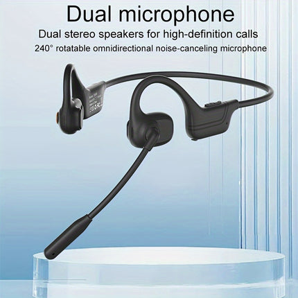 Wireless Open-Ear Headphones | Dual Microphones, ENC Noise Cancelling, =