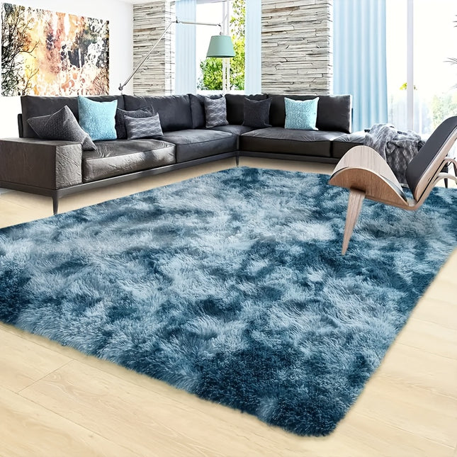 1pc Plush Area Mat - Ultra Soft Non-Slip Mat in Blue/Gray/White/Black/, Machine