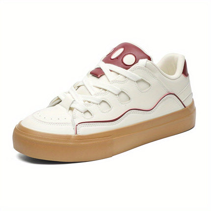 Inspired White Low-Top Sneakers - Soft-Soled Comfort, Breathable PU/Fabric Upper & Durable Rubber Sole,