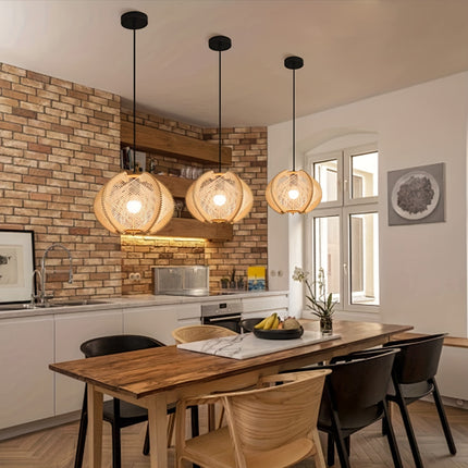 1pc NewAoNaSen Boho-Chic Wooden Pendant Light - Modern Retro Hanging Lamp