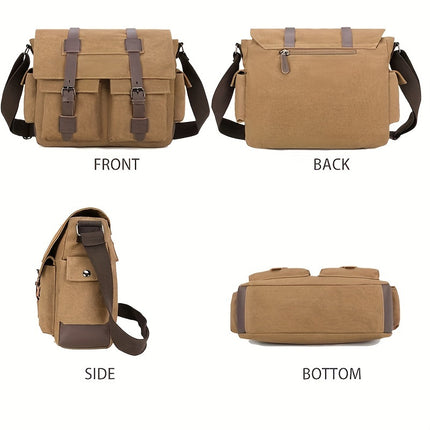 Large Capacity Vintage Crossbody Bag, Reasonably Partitioned, Durable And Washable Shoulder Bag
