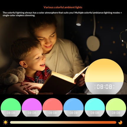Multifunctional White Noise Wake-Up Light Sunrise Alarm Clock With LED Color-Changing Ambiance