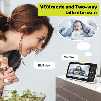 Baby Monitor - 5-Inch Large Screen Video Monitor with Remote Pan And Zoom | Night Vision,