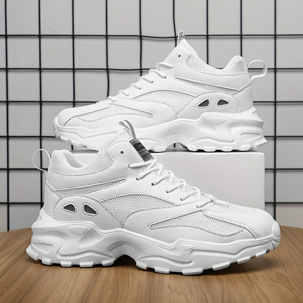 Men'S Casual Sneakers, Solid Color, Breathable Mesh Upper & Inner, EVA Sole, Cloth Insole
