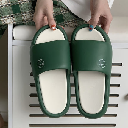 2 pcs Cartoon Dog Couple Color-Blocked Slippers Are Comfortable, Soft, Thick-Soled,