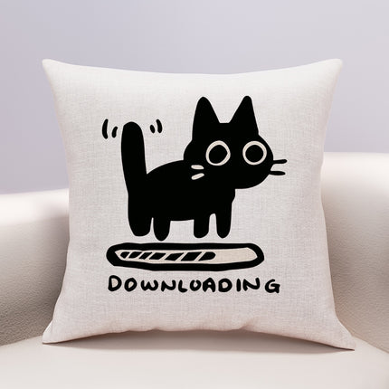 Linen Cotton And Linen Cute Cartoon Pillow Cover Cheese Cat