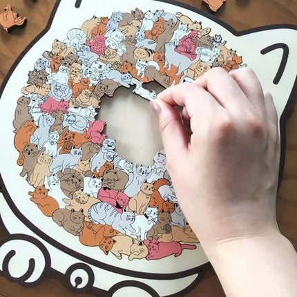 Morandi Cat-shaped Wooden Puzzle