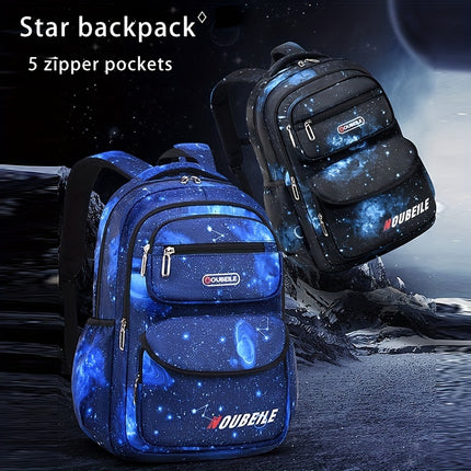 Print Starry Sky Backpack for Boys, Suitable for Elementary School Students, Featuring Large Capacity,