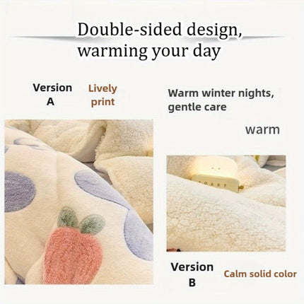 Extra Thick Sherpa Quilted Comforter - Heavy-Duty Winter Bedding with Floral Pattern