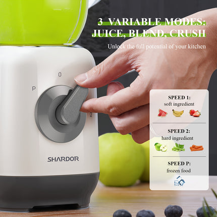 Juicer Blender 700W Fruit and Vegetable Blender Smoothie Maker with 6 Stainless Steel Blades, 1L